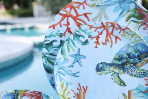 Nouvelle série Ocean, vaisselle en mélamine écologique sans BPA, assiette tortue de mer pour fête, assiettes rondes personnalisées - Product Image 6
