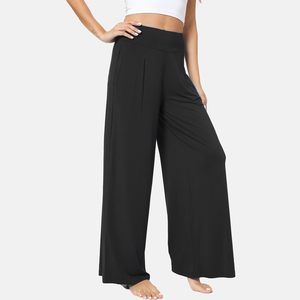 Pantalon de pyjama personnalisé en bambou et coton pour femme, coupe palazzo ample et fluide, avec poches, bas de pyjama confortable - Product Image 3