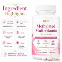Aktif Besin Maddeli Metilatlı Kadınlar İçin Günlük Sağlık Multivitamin Tabletleri (Metil Folat ve Metilkobalamin İçeren)