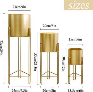 Support à fleurs en métal haut en acier inoxydable pour usage intérieur et extérieur, décoration de mariage dorée pour salon, pot de plantes carré en plastique - Product Image 3