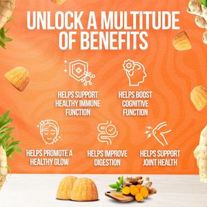 Gomitas Veganas de Cúrcuma y Jengibre de Marca Propia, Suplementos Alimenticios para Adultos con Pimienta Negra que Proporcionan Energía - Product Image 3