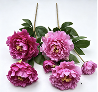 Susunan Bunga Peony 3 Kepala Besar Buatan Tangan dari Sutra, Dekorasi Pernikahan, Hari Ibu, Wisuda, Hari Valentine