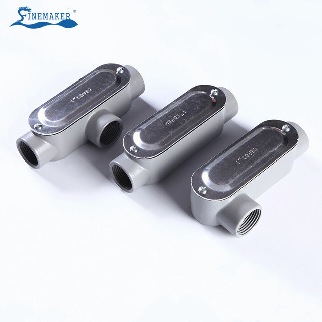 OEM Customized CNC Machining Aluminum Conduit Body EMT Conduit Body Tee Pipe Fitting Electrical Conduit Connector