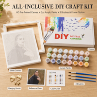 Kit Lukisan Akrilik DIY Berbingkai Starry Night Realist Rectangle Paint by Numbers dengan Easel Kayu untuk Dekorasi Rumah dan Hadiah untuk Dewasa