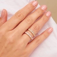LYBURCHI 925 Sterling Silber Gelbgold Vermeil Runder Brillantschliff Eingravierte Fassung und Ehering Eternity Band Ring