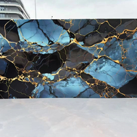 Dalle de pierre de marbre colorée polie à lumière naturelle Panneau mural de fond intérieur en pierre translucide onyx rétro-éclairé