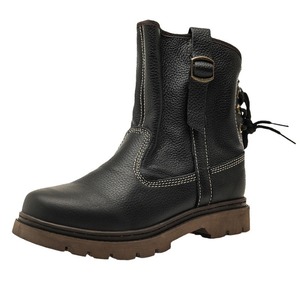Botas de Hombre de Cuero Genuino Negro con Punta Redonda, Correa con Hebilla, Suela de Goma Antideslizante, Zapatos para Caminar para Todas las Temporadas - Product Image 5