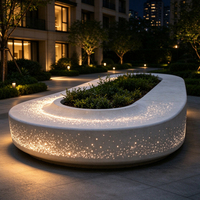Banc en résine de béton transparente UHPC, ciment lumineux GRC, siège de piscine en forme d'arc, éclairage nocturne en pierre Tyco
