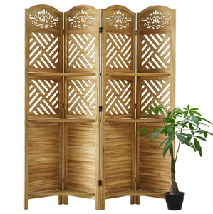 Séparateur de pièce avec étagères Séparateur mural en bois sculpté et persienne Autoportant 4 <span class=keywords><strong>panneaux</strong></span> Cloison pliante - Product Image 1