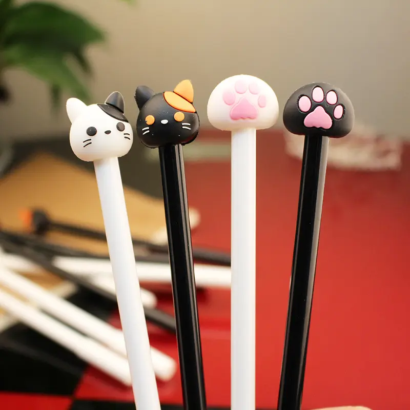 2020中国一括購入面白い販促用プラスチック安いカスタムペンかわいい色ジェルペン猫ペン