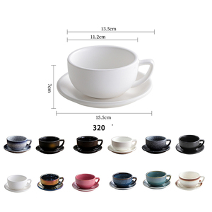 Bộ cốc sứ 11OZ bán buôn, cốc cà phê cappuccino, in logo tùy chỉnh, bộ cốc và đĩa sứ cho quán cà phê, khách sạn - Product Image 6