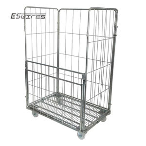 Entrepôt <span class=keywords><strong>treillis</strong></span> <span class=keywords><strong>métallique</strong></span> galvanisé durable démontable 4 côtés rouleau <span class=keywords><strong>jumbo</strong></span> conteneur de transport sur roues - Product Image 4