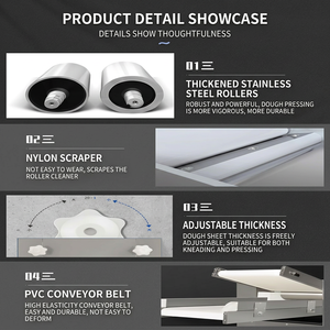 เครื่องรีดแป้งอัตโนมัติเกรดอาหาร พร้อมสายพานลำเลียง PVC อุปกรณ์รีดแป้งสำหรับเบเกอรี่ - Product Image 5