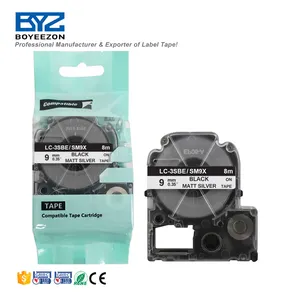 Bant kartuşu 9mm siyah gümüş yazıcı şerit üzerinde Lc-3SBE Sm9x uyumlu etiket makinesi bantlar