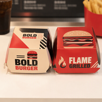 Boîte d'emballage pour hamburgers en papier écologique de qualité alimentaire en gros, avec votre propre logo personnalisé pour les poulets frits à emporter