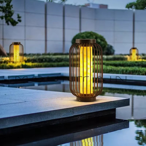 Lampada solare a LED da giardino all'aperto gabbia per uccelli imitata lampione in marmo impermeabile IP65 per illuminazione cortile Villa parco - Product Image 2