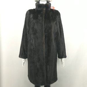 Trench <span class=keywords><strong>Lungo</strong></span> da Donna Autunnale e Invernale in Vera Pelliccia <span class=keywords><strong>di</strong></span> <span class=keywords><strong>Visone</strong></span> Marrone, Ampio, Impermeabile con Imbottitura in Cotone e Chiusura a Cerniera - Product Image 2