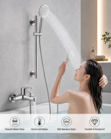 Ensemble de robinetterie de douche thermostatique en acier inoxydable brossé 304 avec poignée unique, douchette à main à disque céramique, barre coulissante et jet doux