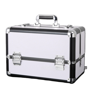 Caja de cosméticos de aluminio de lujo Artista de maquillaje <span class=keywords><strong>profesional</strong></span> <span class=keywords><strong>Manicurista</strong></span> <span class=keywords><strong>Maleta</strong></span> Organizador de cosméticos de viaje Estuche de tren de maquillaje blanco - Product Image 1