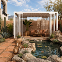 Bioklimatische Elektrische Pergola Moderne Aluminium-Lamellendach-Gartenlaube Wasserdichter Motorisierter Pavillon für Außenbereich Balkon Terrasse Pulverbeschichtet