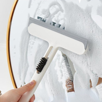 FF5583 Outil de nettoyage de vitres multifonction 3 en 1, grattoir pour le nettoyage des miroirs et des surfaces en verre de la salle de bain, éponge, raclette pour fenêtres