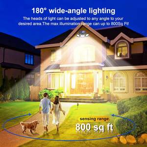 Luces Solares de Exterior al por Mayor con Control Remoto, 3 Cabezales, Sensor de Movimiento, Impermeables IP65, Gran Angular de 270° para Pared - Product Image 5