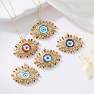 Yuanlong - Cadena <span class=keywords><strong>de</strong></span> Bambú con Colgante <span class=keywords><strong>de</strong></span> Ojo <span class=keywords><strong>de</strong></span> Diablo Europeo y Americano, Chapado en Oro <span class=keywords><strong>de</strong></span> 14K, con Circonita, Ojo Azul, para Joyería DIY - Product Image 3