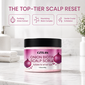 Gommage au sel exfoliant pour le cuir chevelu à l'oignon rouge et à la biotine, nourrissant les follicules pileux et fortifiant les racines, shampoing exfoliant pour le cuir chevelu en gros - Product Image 2