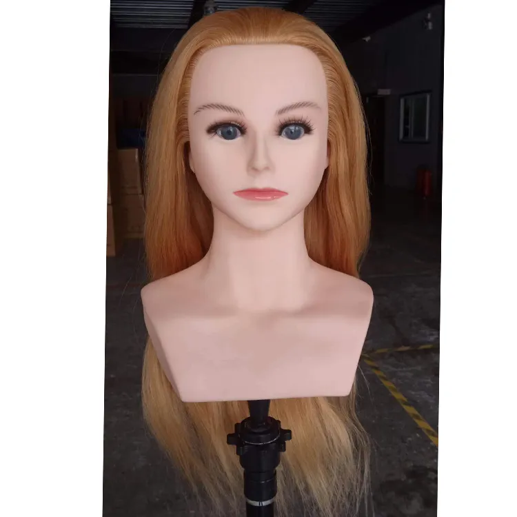 Long Hair Mannequin Head With Shoulder、Real Hair Maniquin Practice Dummy Head Mannequin For Hair Hairdresser