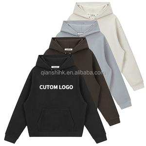 French Terry Logo personnalisé 100% coton Boxy sweat à capuche court vierge surdimensionné uni Essentials Designer unisexe pulls à capuche - Product Image 2