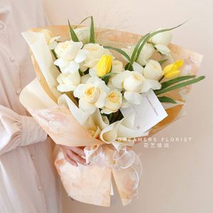 กระดาษห่อดอกไม้ลายภาพวาดสีน้ำมันลายดอกไม้สไตล์วินเทจ ขนาด 59*52 ซม./ชิ้น 15 ชิ้น/ล็อต ซีรีส์สวนในฝัน สำหรับร้านดอกไม้ - Product Image 6