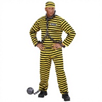 Costume de cosplay XJ Halloween Cow Prison TV Movie pour adulte unisexe en polyester fin, décontracté et confortable, avec haut rayé à col.