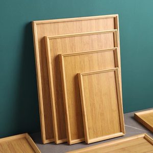 Bamboo Serving <b>Tray</b> Rectangular Natural Wood Pattern Eco Friendly For Home Living Room <b>Tea</b> Bread Commercial Use - Product Image 1