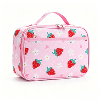 Sacs repas à motif de dessin animé Fille Fraise, nouveaux sacs bento portables roses pour étudiants, style européen et américain