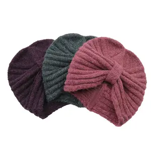 Della miscela di Modo di Lana Maglia Delle Donne Del Cappello del Turbante Musulmano