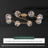 Lámpara de Techo de Latón Macizo, Estilo Postmoderno, Incandescente, con Cristales Minimalistas, Control por Sensor, para Sala de Estar, Dormitorio, Estilo Nórdico