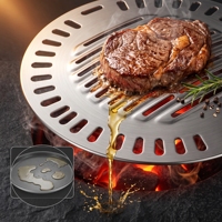 Poêle de cuisson ronde antiadhésive en acier inoxydable pour barbecue, idéale pour les restaurants coréens et les boutiques de barbecue (vente en gros)