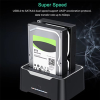 Docking Station Enclosure Hard Drive Eksternal Dual Bay USB 3.0 ke SATA untuk HDD/SSD 2.5/3.5 Inch