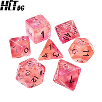 Ensemble de dés polyédriques à coins arrondis de 16 mm, 7 pièces, acrylique rose, violet, orange, bleu, pour D&D, Dungeons & Dragons, jeux de rôle, jeux de table