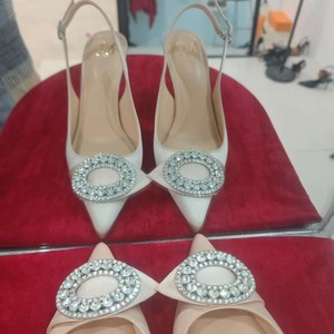 Sandali <span class=keywords><strong>con</strong></span> tacco a spillo e punta a diamante da donna, scarpe eleganti nere e <span class=keywords><strong>nude</strong></span> <span class=keywords><strong>con</strong></span> tacco alto, sensazione di lusso - Product Image 2