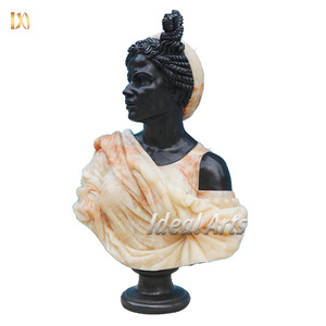 Sculpture de buste <span class=keywords><strong>en</strong></span> <span class=keywords><strong>pierre</strong></span> naturelle sculptée à la main, décoration de maison, <span class=keywords><strong>statue</strong></span> de tête de femme <span class=keywords><strong>en</strong></span> marbre noir africain - Product Image 3
