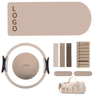 Bande de Résistance en Tissu Extensible Rose pour Yoga Femme avec Logo Personnalisé 2026, Kit d'Accessoires de Pilates et Anneau de Pilates – Vente en Gros
