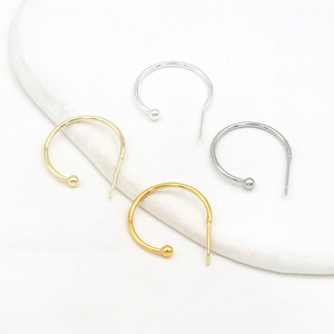 18K genuine gold C-shaped <b>earrings</b> with 925 sterling silver needles, DIY <b>earring</b> accessories, 14K gold-plated, color-preserving - Product Image 1
