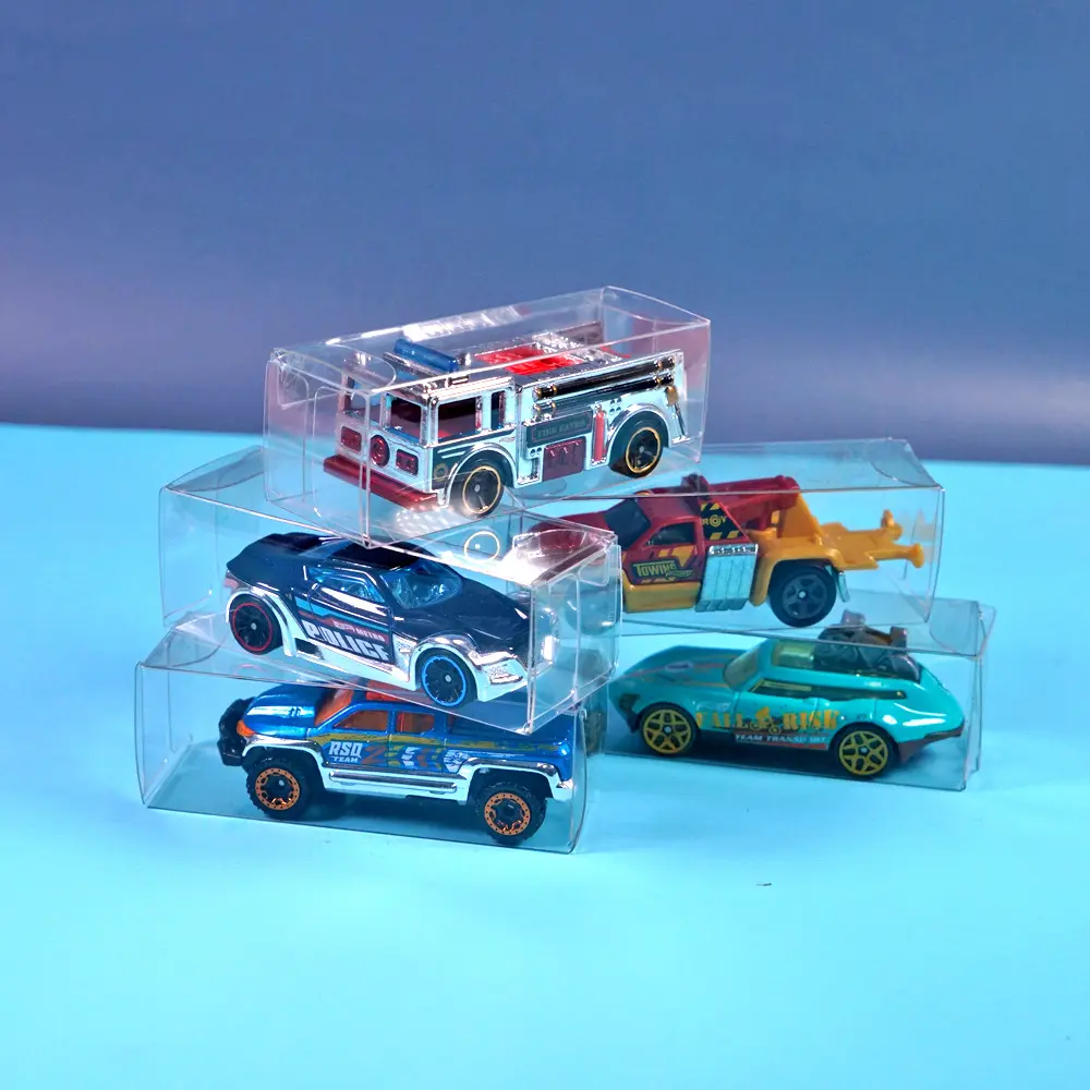 Caja de plástico transparente PET PVC personalizada para ruedas calientes caja de embalaje de plástico transparente caja de impresión de acetato para coche de juguete