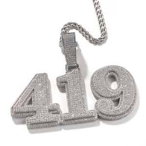 Nuovo Ciondolo Personalizzato con Nome in Zirconi Cubici 2023, Placcato <span class=keywords><strong>Oro</strong></span> 18K, Lettera Completamente Ricoperta di Zirconi, Collana Hip-Hop per Uomo e Donna - Product Image 2