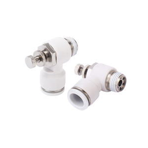 Raccord de tuyau pneumatique de type SL, blanc, à angle droit, composant pneumatique, raccord rapide, filetage PA, vanne de régulation réglable - Product Image 1