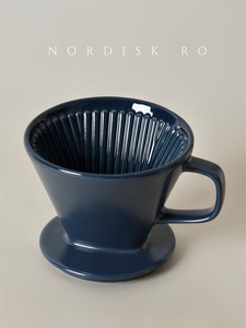 Cafetera de goteo manual de cerámica azul con filtro, 950 ml, para preparar café en casa - Product Image 2