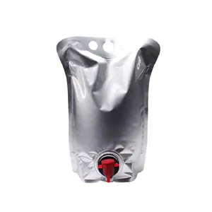 25L 80 micras PA/VMPET/PE Impresión de huecograbado perfecta Jugo de vino Usado Plástico Doble pico Babero Bolsa de embalaje en caja Bolsas con válvula