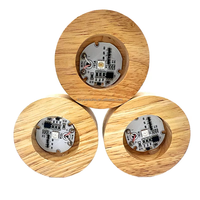 Support de lampe de table LED personnalisé en gros présentoir en bois circulaire cristal couleur chaude artisanat du bois boîtes en bois signes muraux