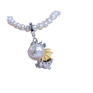 Colgante de Plata S925 con Cadena de Dragón Volador Pequeño, para Cuentas de 7-9mm, Accesorio 31100, Colgantes de Perlas, Dijes - Product Image 4